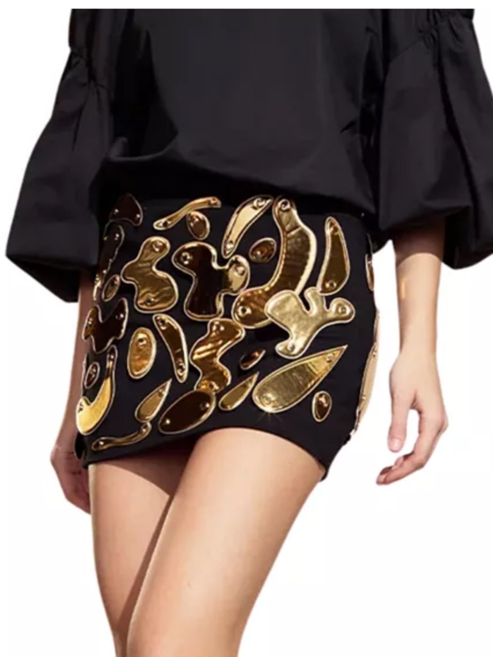 Cynthia Rowley Black Calypso Gold Embellished Mini Skirt NWT Size 6 - Picture 6 of 7